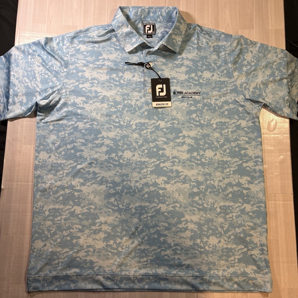 FootJoy Golf Shirt Polo Athletic Fit Cloud Camo Print Men's Size XXL Blue